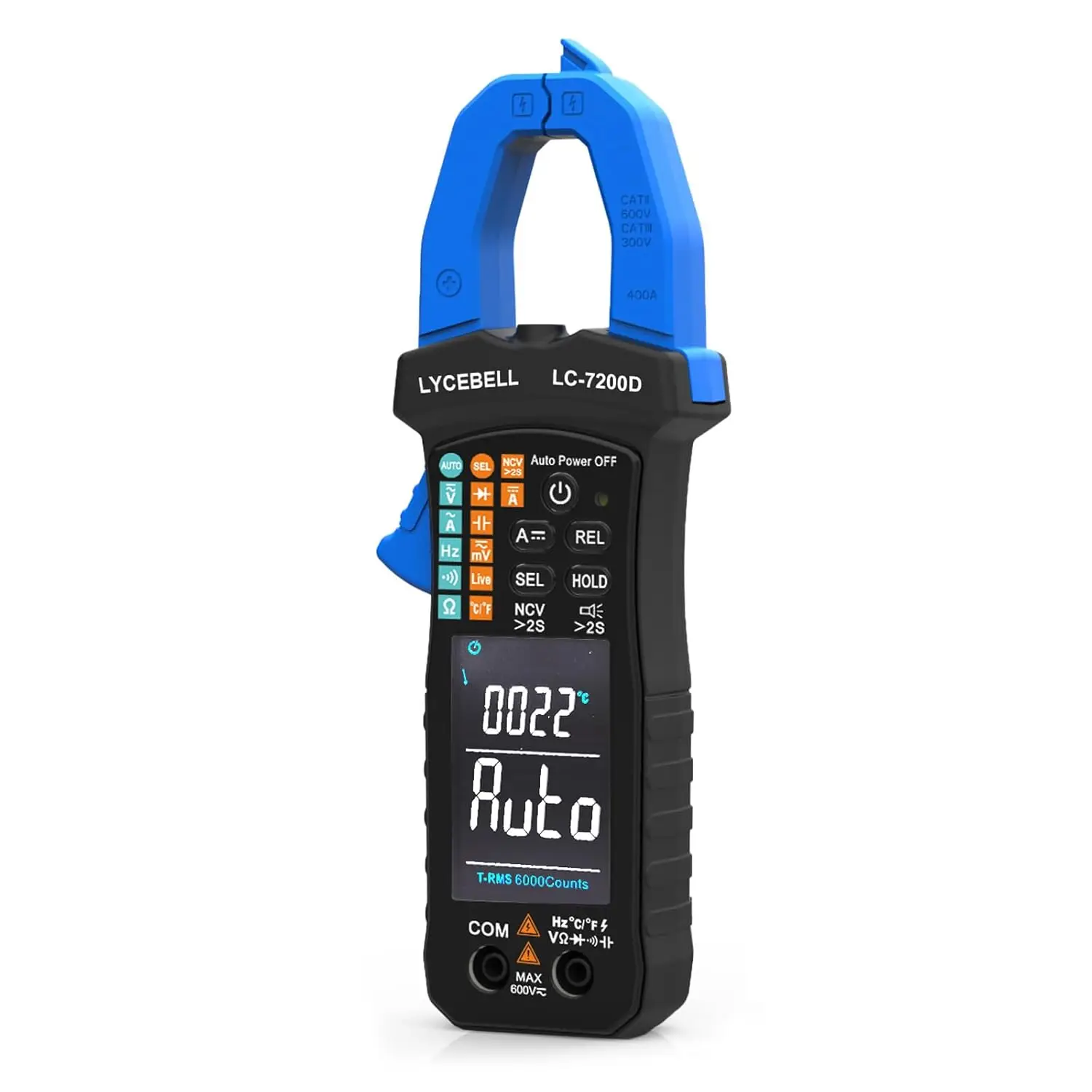 

Digital Clamp Meter Multimeter Tester 60A/400A AC/DC True RMS,6000 Counts for AC/DC Current Voltage Resistance Temperature