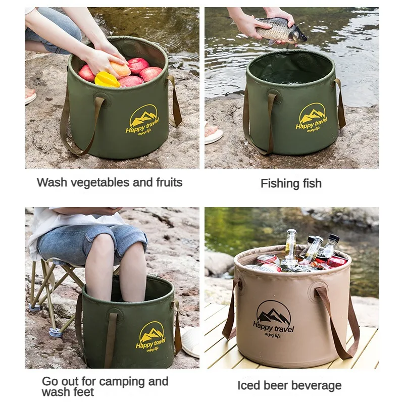 5/10/20L Outdoor Multifunctional Bucket Collapsible Portable Travel Bucket Large Capacity Carrying Bucket Camping Fishing Bucket