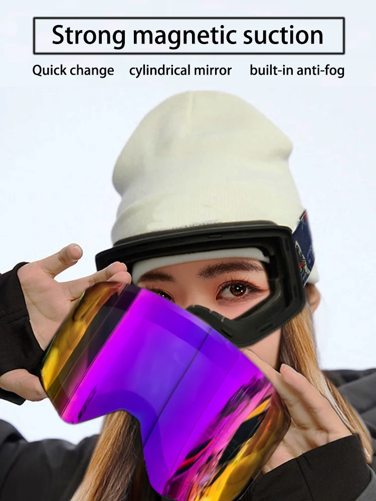 نظارات التزلج المغناطيسي شفط نظارات طبقة مزدوجة مكافحة الضباب FTBOSS الشتاء الدراجات نظارات مصدات الرياح الجبلية الرياضة نظارات السلامة