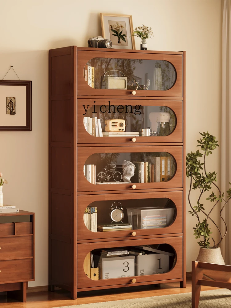 

ZYA Storage Rack Floor-standing Home Living Room Wall-mounted Bedroom with Door Dustproof Bookshelf