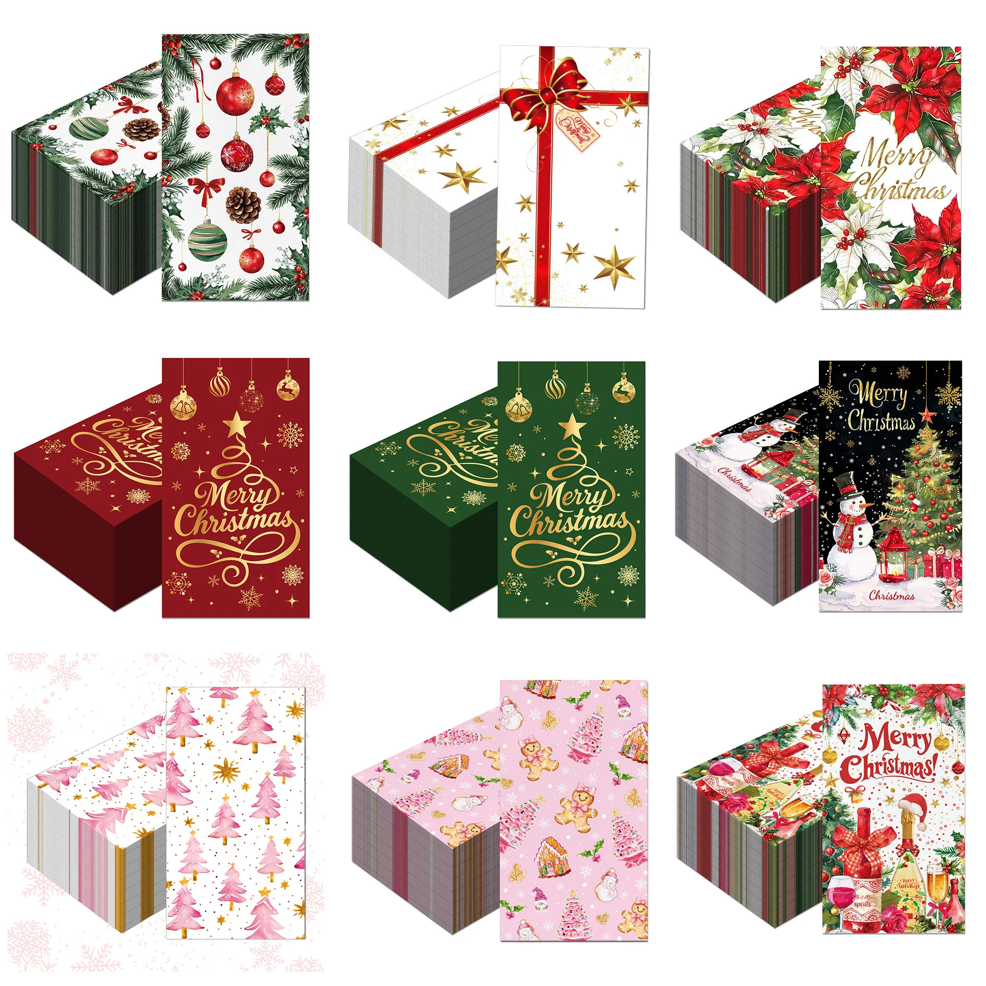20/40/60pcs Christmas Napkins Disposable Dinner Paper Tableware Serviette Tissues Dinnerware Paper for Xmas Party Supplies Decor