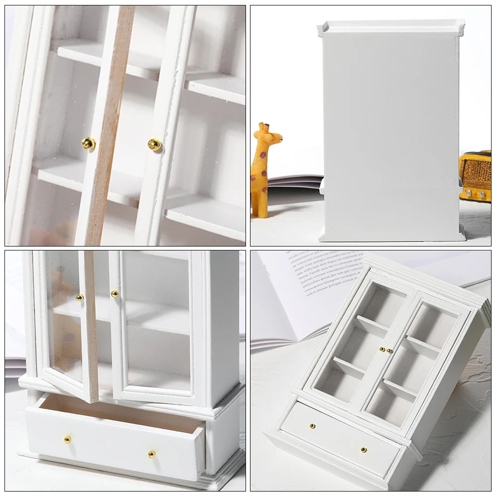 Glazen kast Model Huis Decoratie Kast Mini Meubels Houten Minnaar DIY Frame Micro Miniatuur