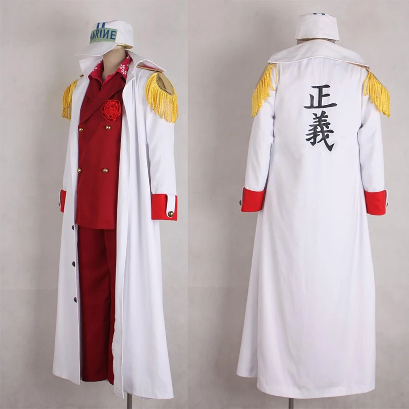 Anime Marines Admiral Sakazuki Admiral Akainu intero Set con Costume Cosplay vestito rosso