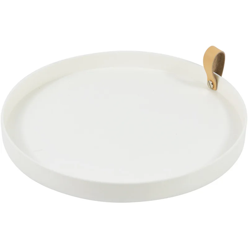 

Creative and simple PU leather handle tray, living room entrance, cosmetics sundries