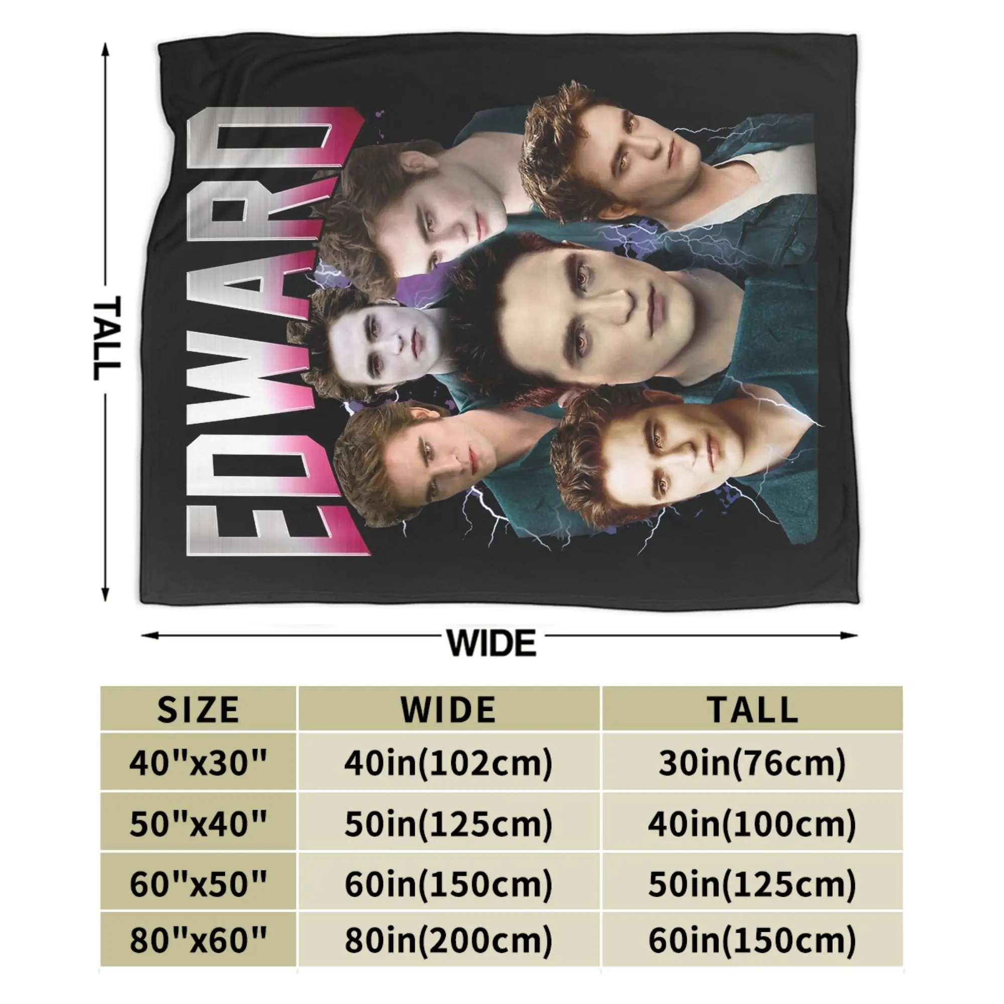 إدوارد كولين توايلايت فيلم 80s 90s البطانيات الفانيلا طباعة متعددة الوظائف سوبر لينة رمي بطانية للسرير في الهواء الطلق لحاف