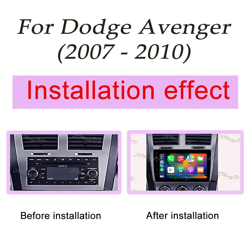 QLED Screen for Dodge Avenger 2007 - 2010 Wireless CarPlay Car Radio Video Audio Multimedia Player GPS Navigation Bluetooth WIFI