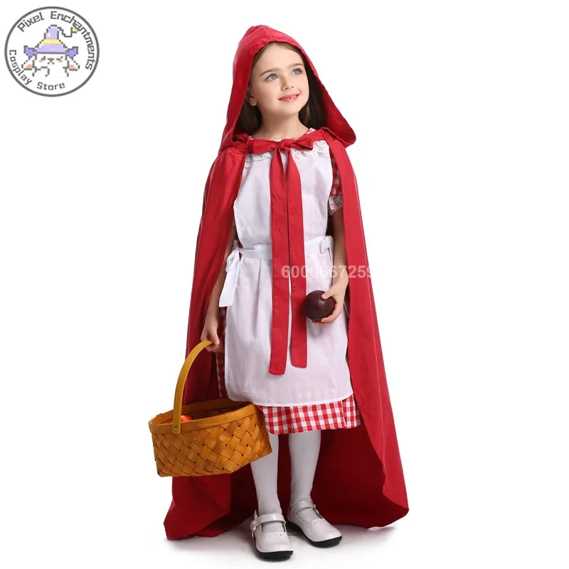 

Little Red Riding Hood Cosplay Costume Children Cute Dress Cape Halloween Party Outfit Festival Performance Clothing