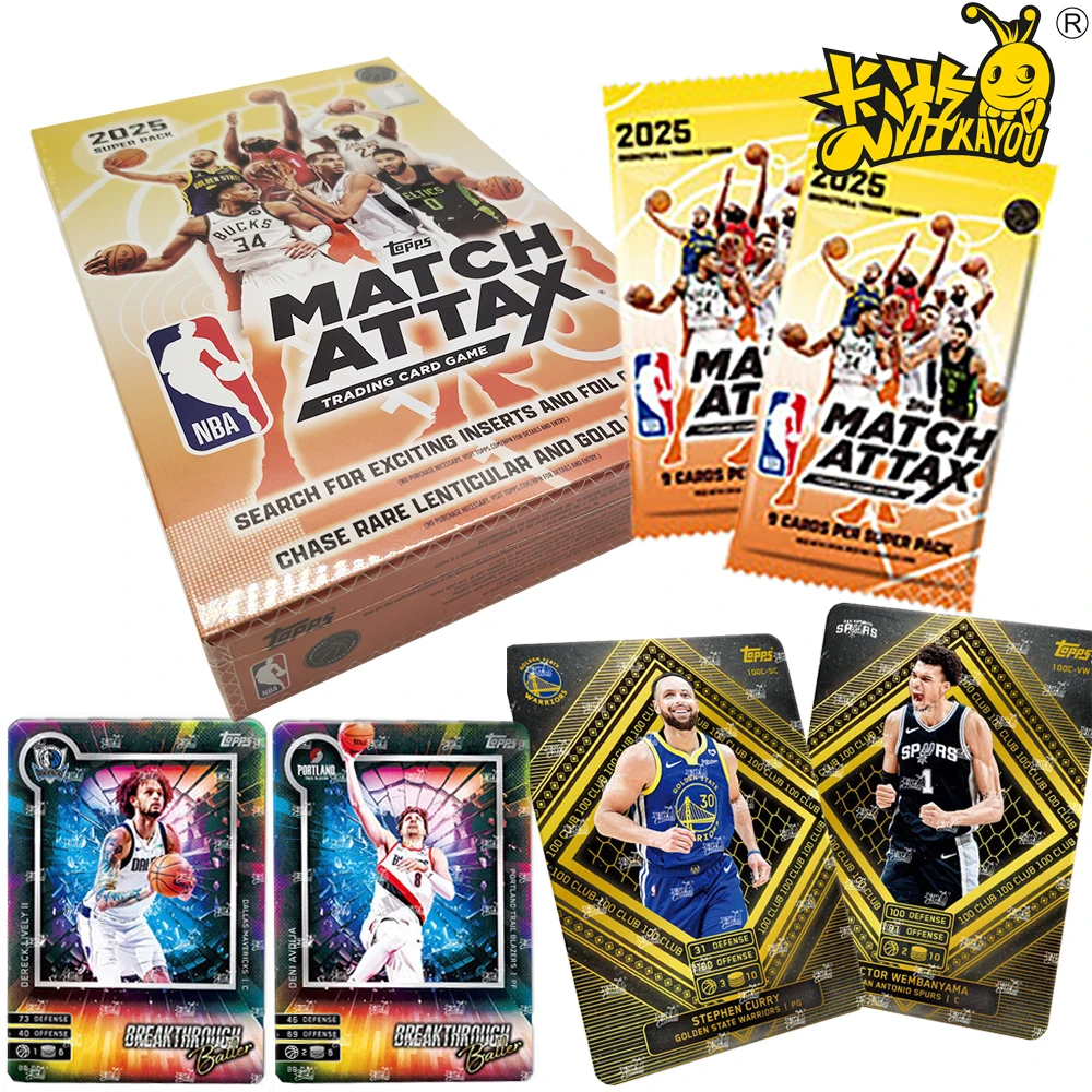 

Original Kayou NBA MATCH ATTAX Collection Card Classic Basketball Game Star Creative Superpower Pack Cards Fans Love Fun Gifts