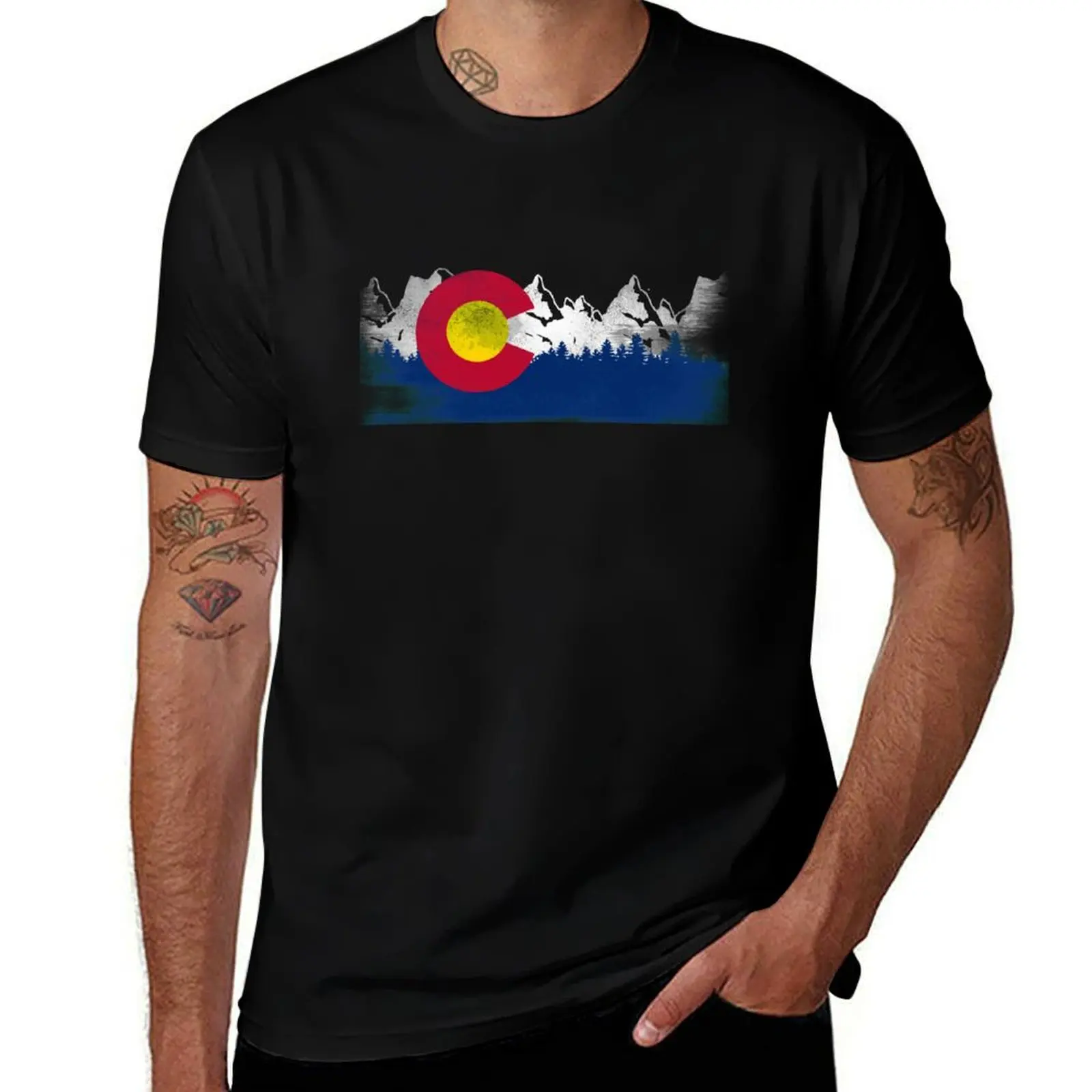 

Vintage Colorado State Flag Colorado Mountain T-Shirt man t shirt designer t shirts for man slim fit T-Shirt