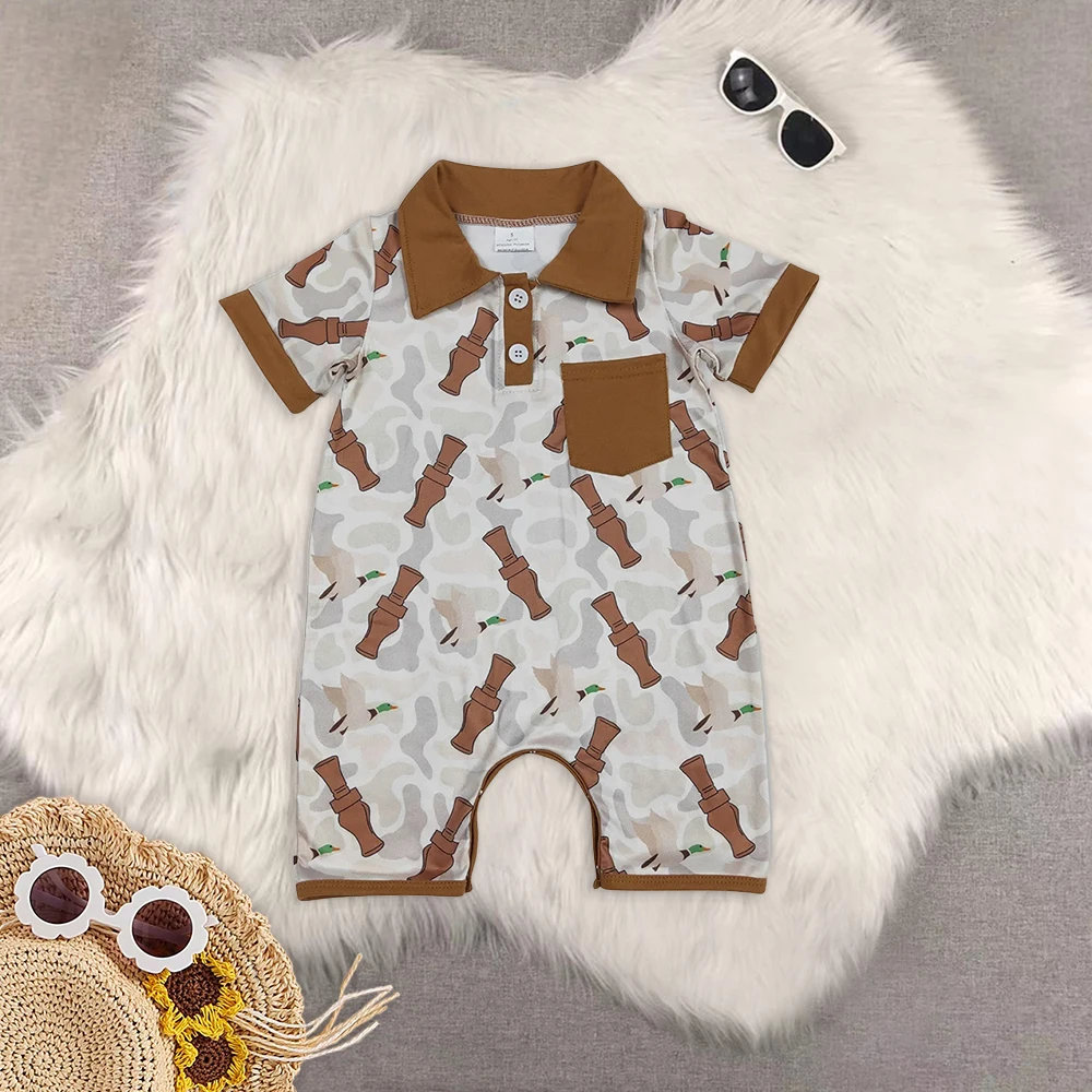 

8.16 Baby Boys Summer Rompers Baby Infant Boys Duck Call Camouflage Pocket Rompers