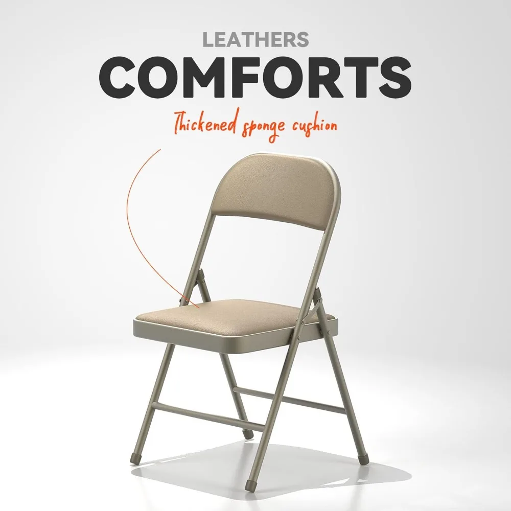 Padded Vinyl Cushion Folding Chairs - Comfortable, Durable Steel Frame for Home and Outdoor Use
