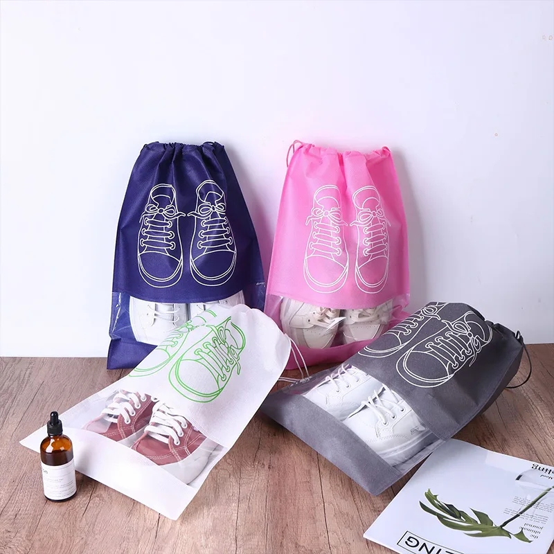 1/5pcs Non-woven Shoes Bag Waterproof Dustproof Travel Bag Portable Tote Drawstring Bag for Shoes Storage Shoes Organizer 2023