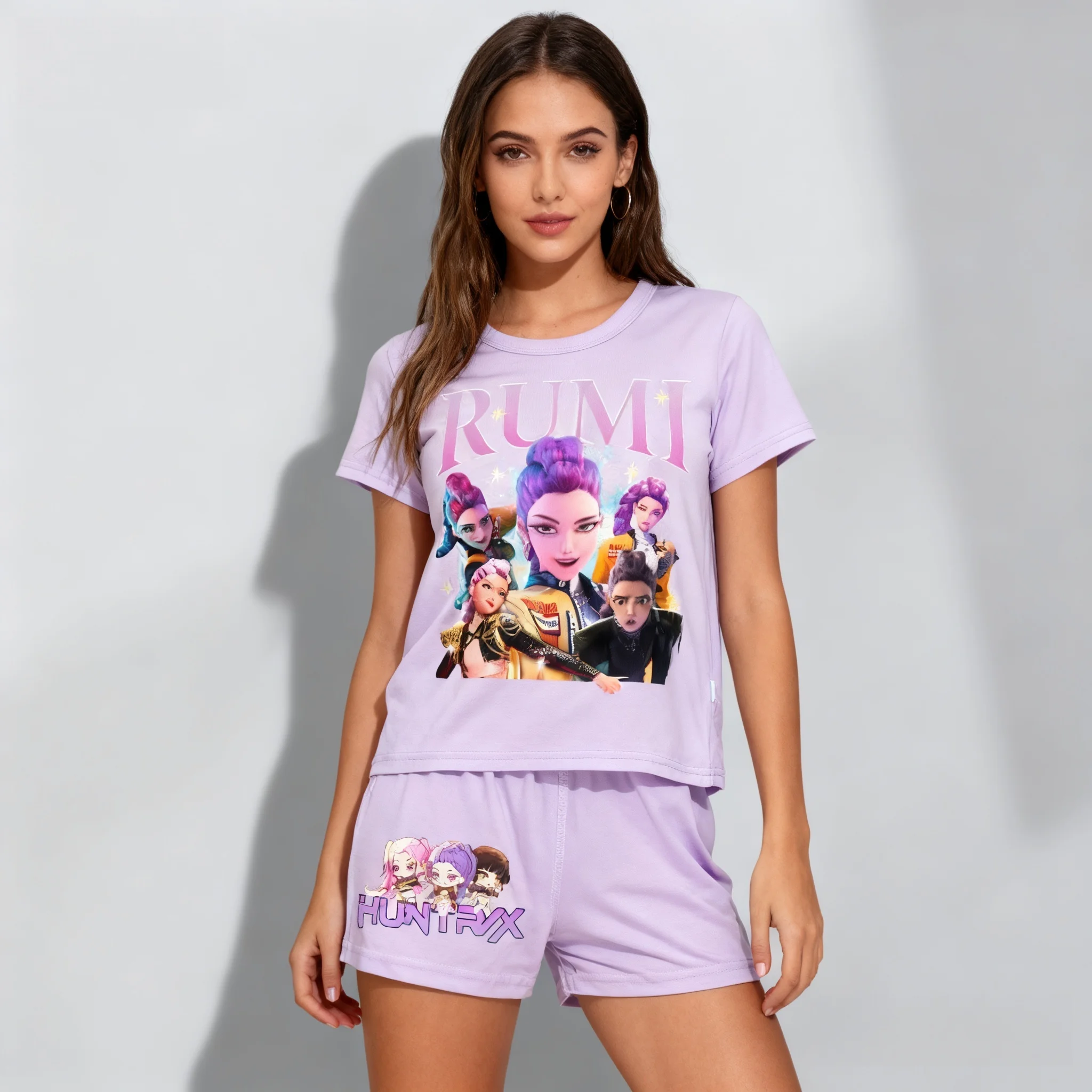 

Лето 2022, KPOP Witch Hunt, сладкий крутой комплект, уличная футболка в американском корейском стиле, шорты, ленивый стиль, большие размеры для женщин, взрослых и детей