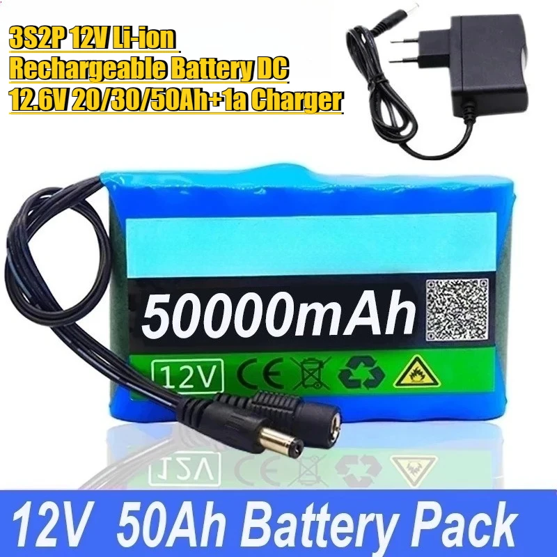 

3S2P 12V Li-ion Rechargeable Battery DC 12.6V 20/30/50Ah+1a Charger