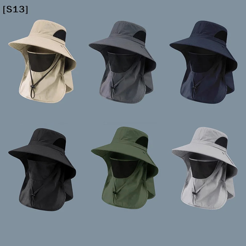 Summer Sun UV Protection Outdoor Hunting Fishing Cap For Men Women Hiking Camping Visor Bucket Hat Neck Flap Fisherman Hat[Q]Q@
