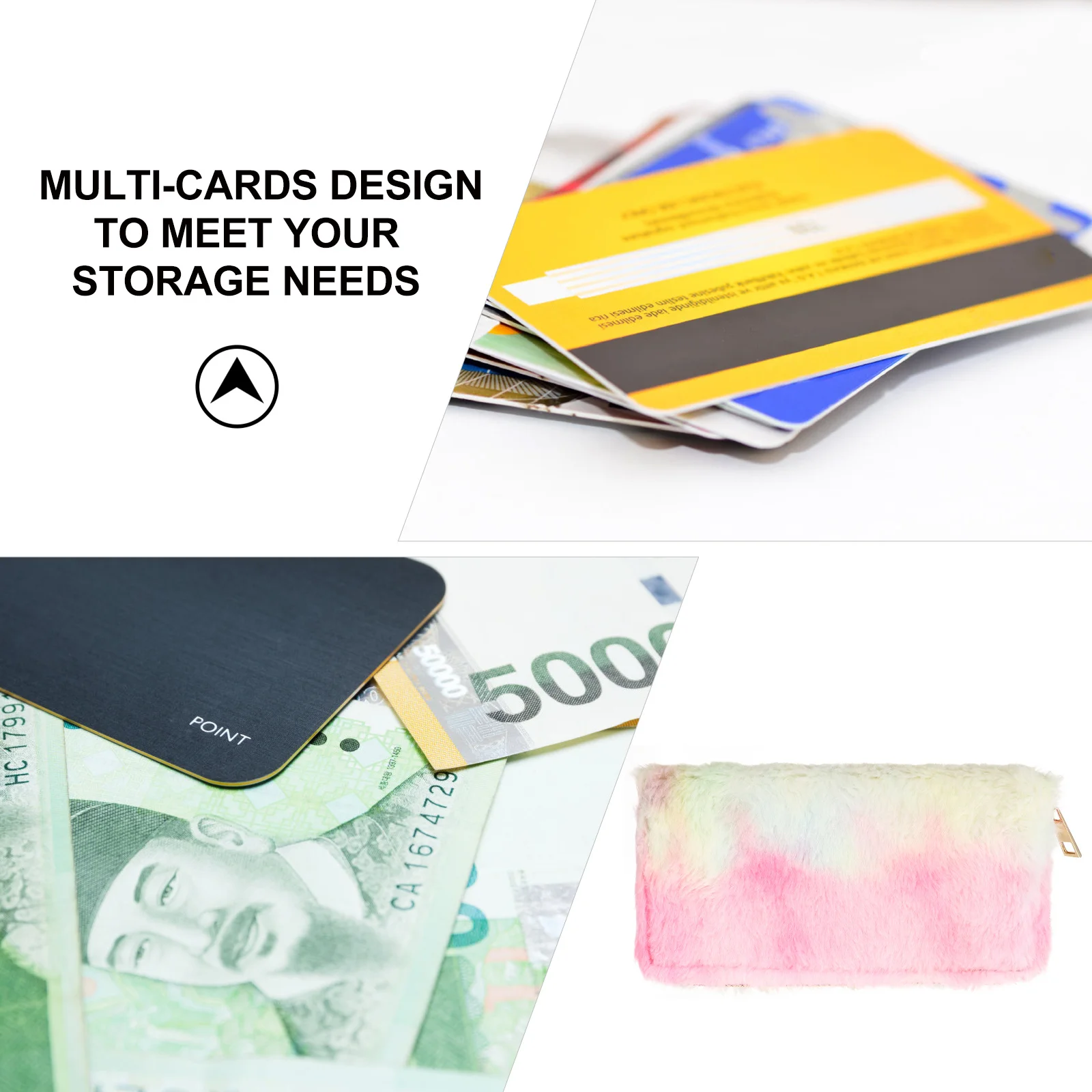 

1Pcs Creative Long Hair Wallet Exquisite Multi-Compartment Zippered Women Purse Stylish Handbag Portable Wallet for Cash Cards