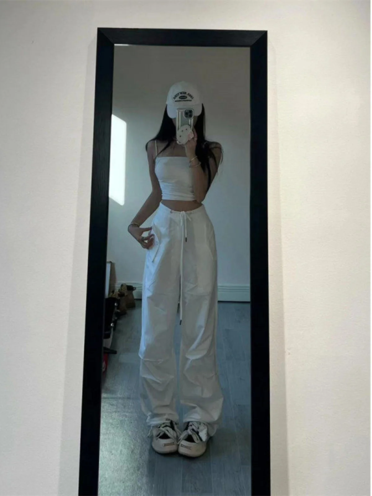 

Белые прямые широкие брюки для мужчин, летние, тонкие, свободные, быстросохнущие, повседневные, модные, свободного кроя, для молодежи