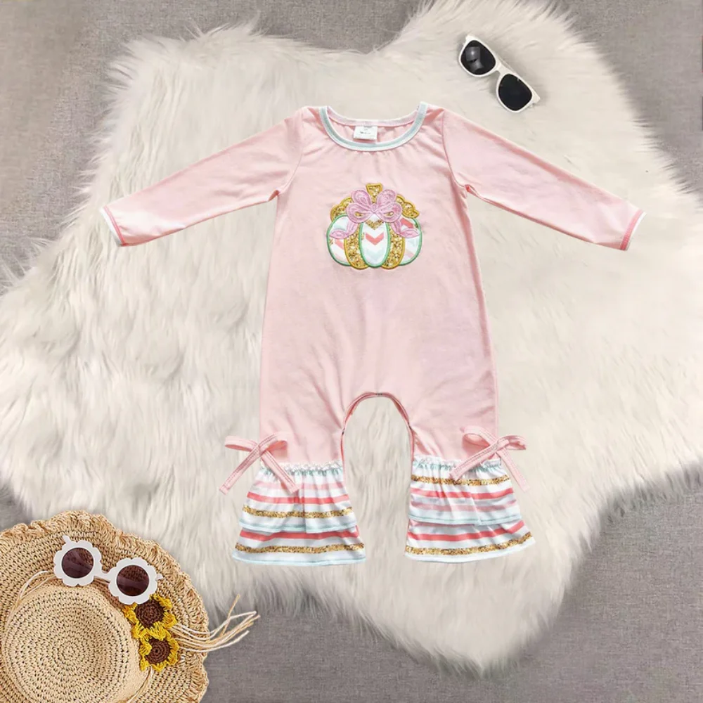 

Hot Sale Infant Baby Girls Rompers Halloween Pumpkin Boutique Sister Brother Romper