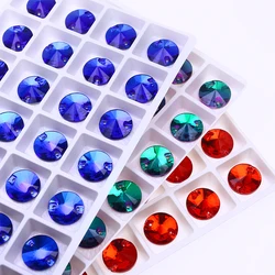 8-18MM 30PCS Round Rivoli Glass Flatback Sewing Rhinestones Gems for Wedding Dress Crafts Arts Iron-onTransfers For Clothing