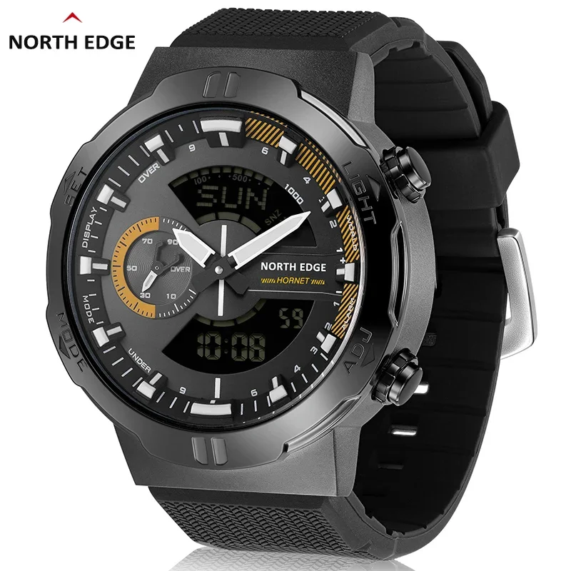 North EDGE Top Brand HORNET Men's Digital Watch Running Bicycle Sports Watch Waterproof 50M World Time Speed Illumination Watch