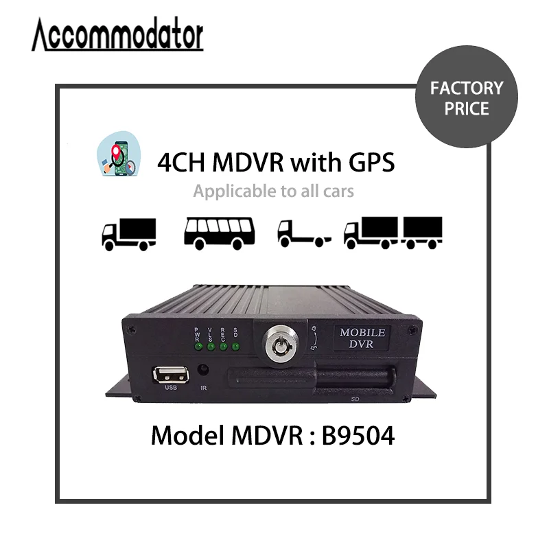 Jogo de câmera móvel impermeável DVR, sistema MDVR, veículo, ônibus, carro, CCTV, GPS, cartão do SD, MDVR, 4CH, 1080P