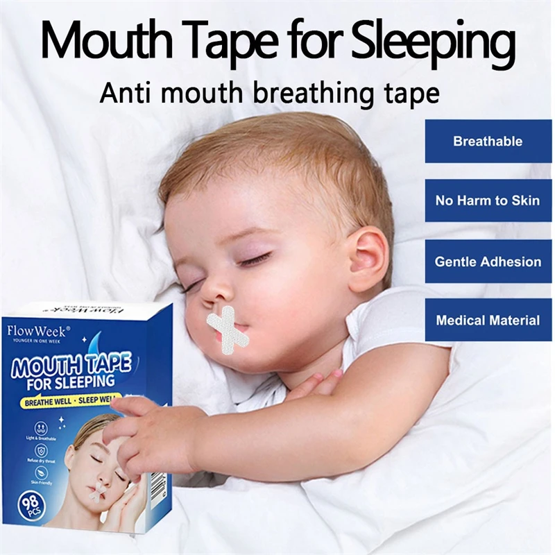 98pcs Mouth Tape Sleep Strip For Anti-snoring Mouth Breathing Tape To Improve Sleep Mouth Stickers For Home Travel Mouth Tape