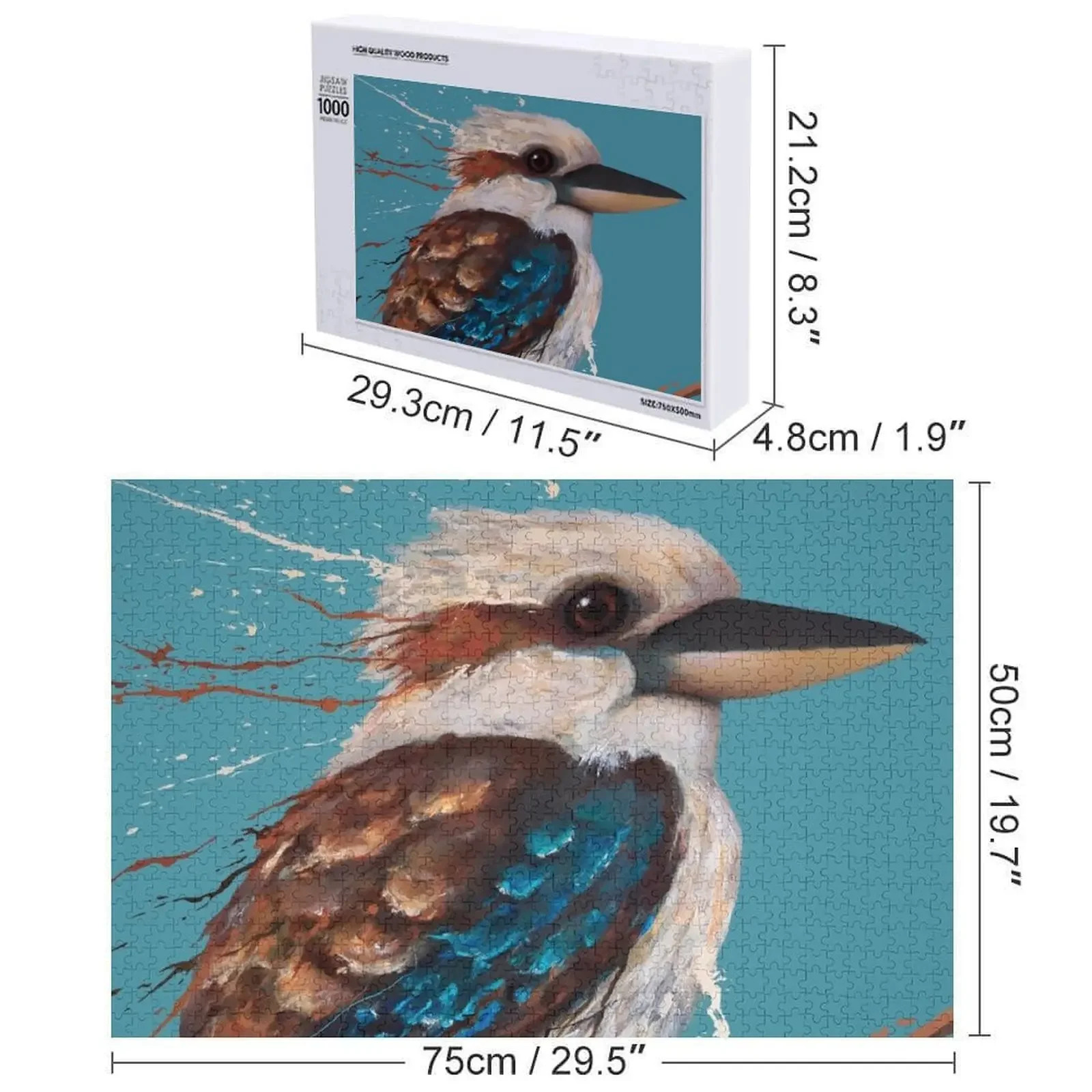 Kookaburra customizável madeira Jigsaw Puzzle, pinturas personalizadas, presente infantil