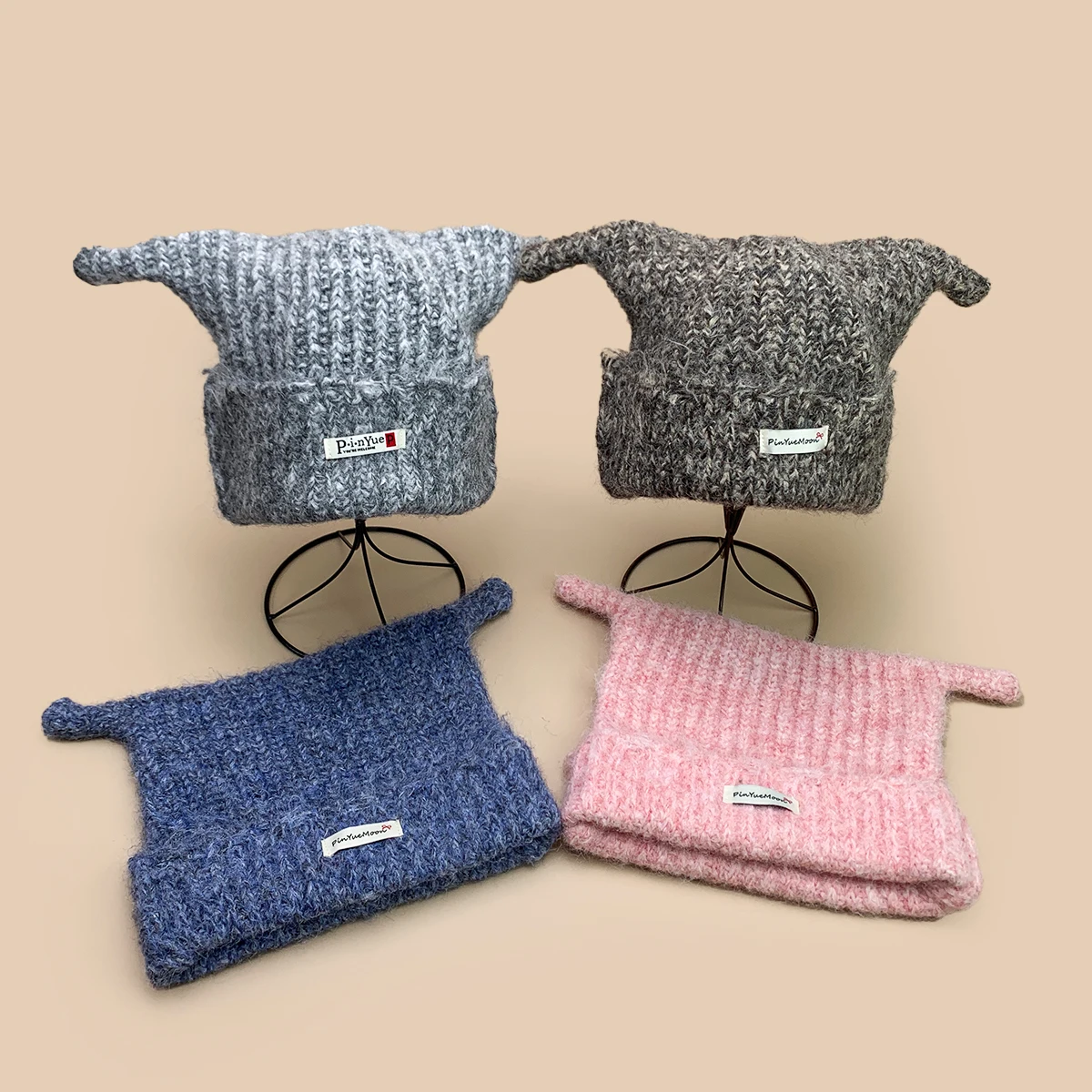 

Cute Funny Ears Antenna Patch Letters Knitted Hats New Women Warm Korean Fashion Personal Outdoor Versatile Niche ins Beanies