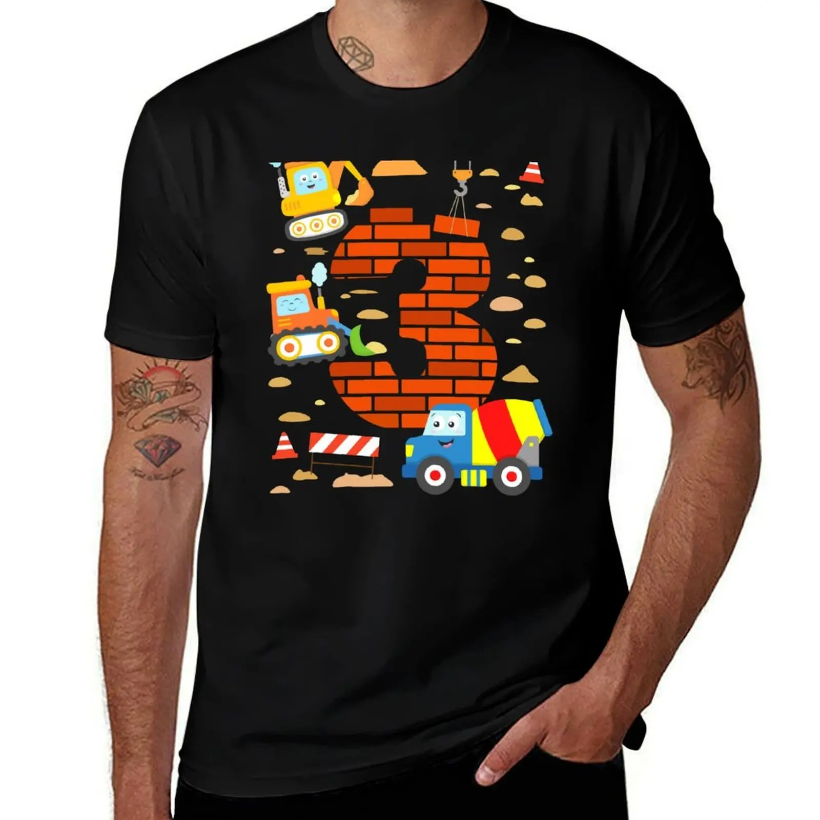 Construction Toddlers 3rd Birthday Vehicles Digger Truck Bulldozer T-Shirt Halloween Theme T-Shirt