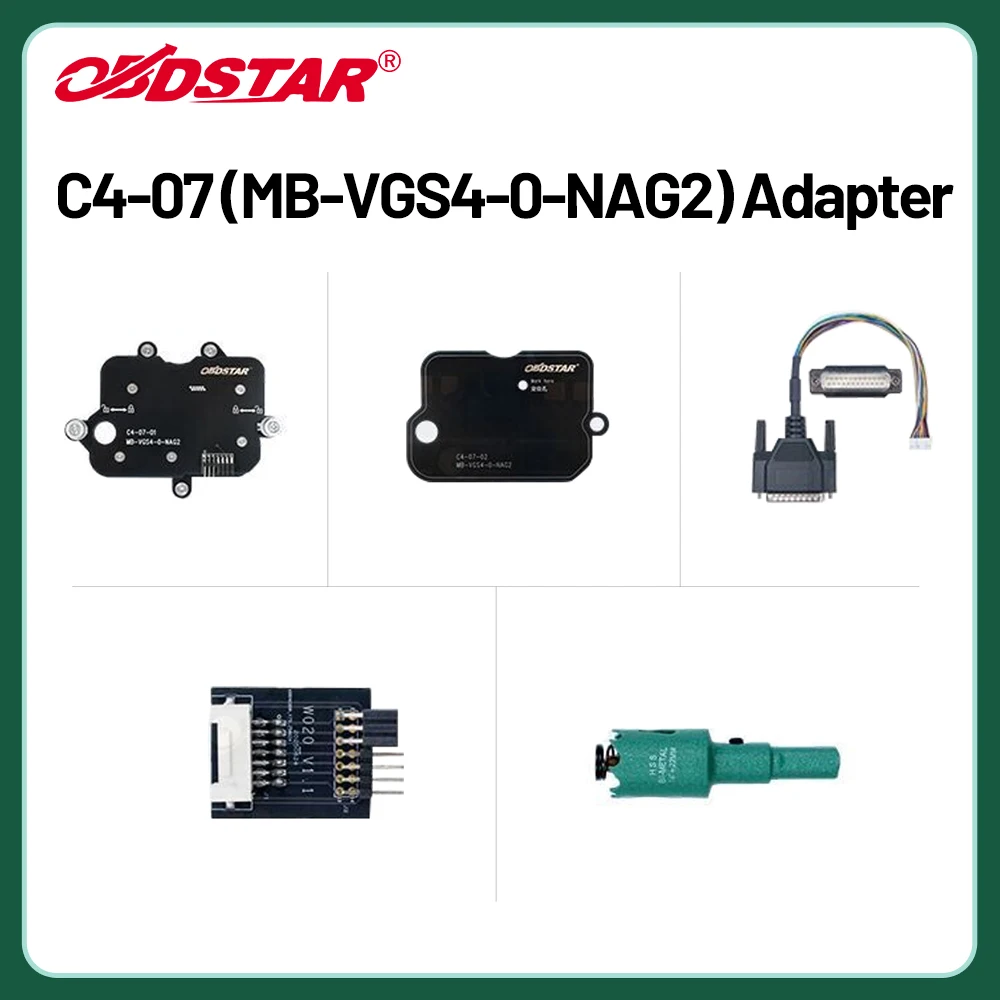 

Комплект адаптеров OBDSTAR C4-07 (MB-VGS4-0-NAG2) используемый с инструментом ECU OBDSTAR X300 Classic G3/OBDSTAR DC706