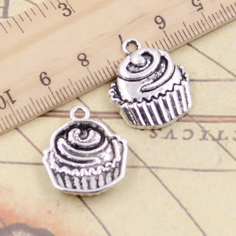 10pcs Charms Cupcake Cake 22x19mm Tibetan Silver Color Pendants Antique Jewelry Making DIY Handmade Craft