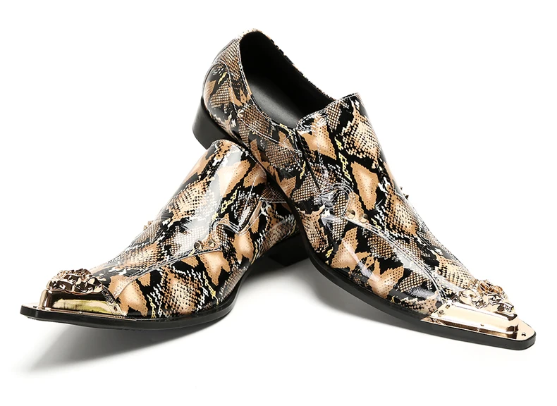 Herrenschuhe aus echtem Pythonleder, formelle Anzugschuhe mit Metallketten-Dekor, luxuriöse Modeschuhe für Frühling und Herbst, Business-Bankett-W – Detail 36