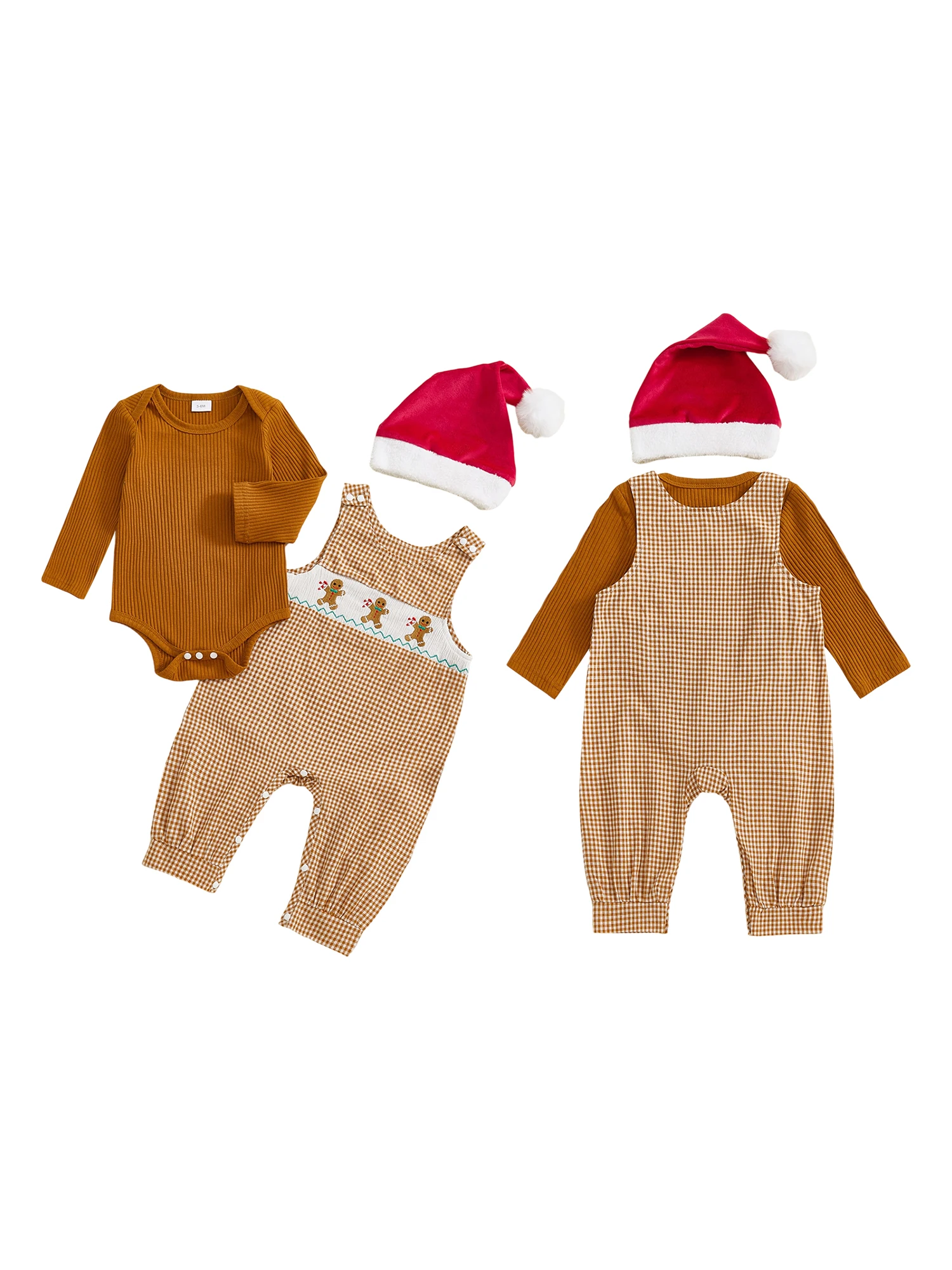 

Рождественский детский наряд. Очаровательный комбинезон с длинными рукавами, праздничными комбинезонами с вышивкой и подходящим шапкой для праздников.