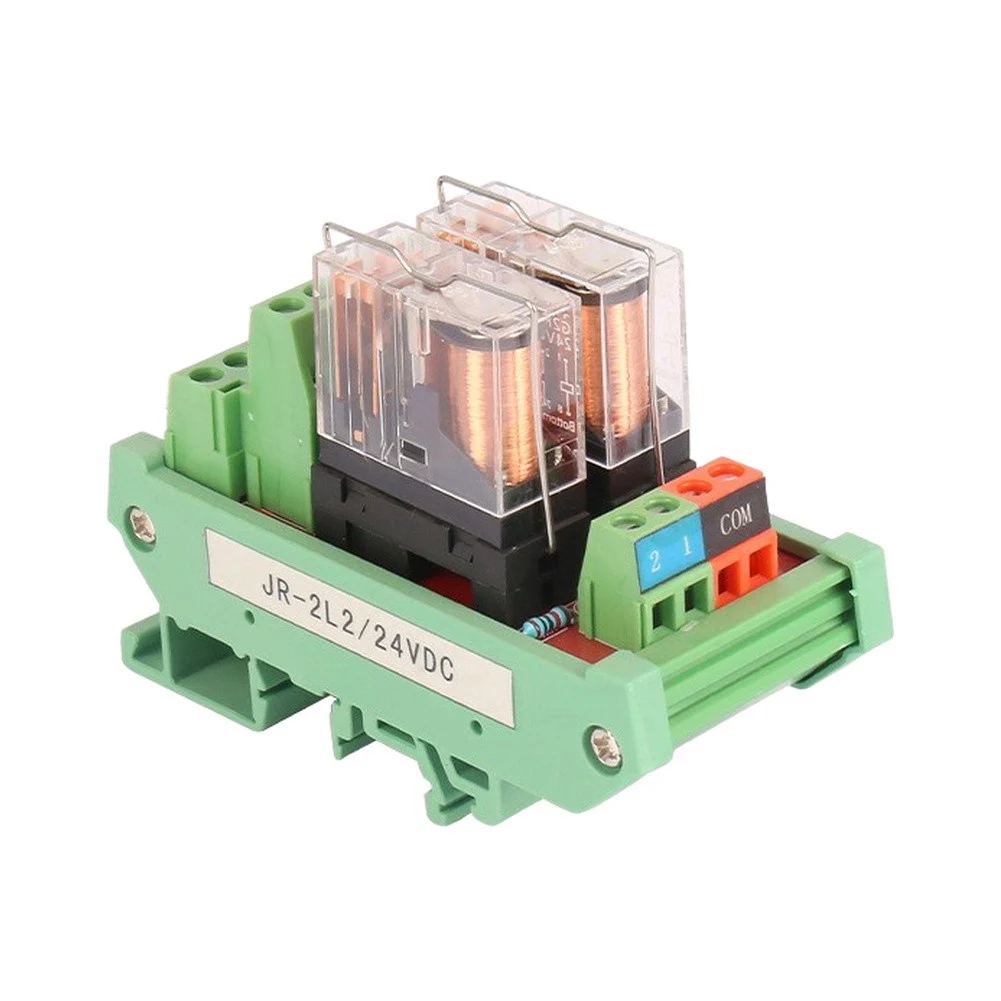 2-Channel Pluggable Relay Module JR 2L2 DC24V 2NO2NC Contact Configuration 5A/250VAC Switching Capacity NPN PNP Compatible