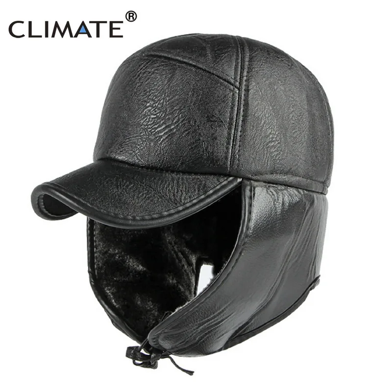 CLIMATE Winter Warm Cap Hat Men Windproof Ear Warm Outdoor Cap Bomber Hat Baseball Cap Ear Protect Dad Father Grandpa Gift Man