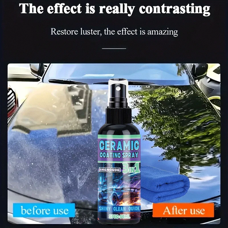 Multi-Use Ultra Ceramic Car Coating Spray - All-In-One Paint Protection Hydrophobic Shield Gloss Restorer for Vehicle