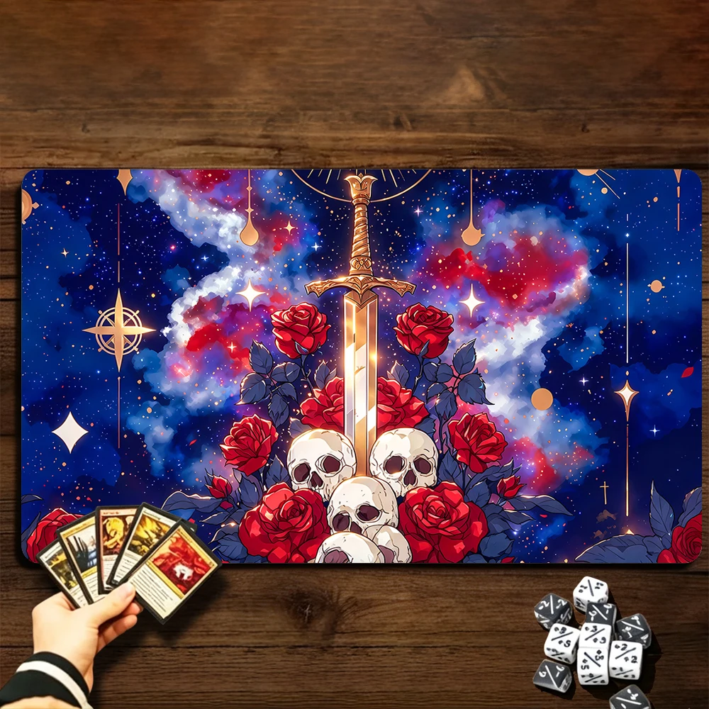 Gothic Magic Sword TCG Playmat Magic Playmat with Stitched Edge Anti-slip base 60X35cm Gathering Gaming Mat Trading Card Game