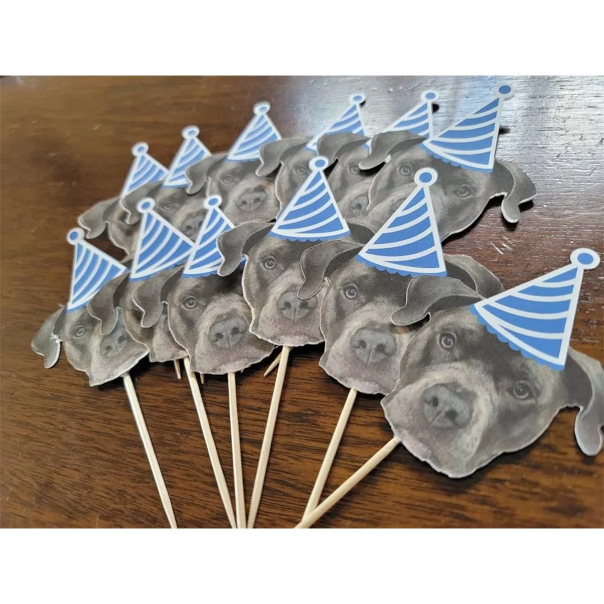 Birthday pawty, dog birthday, 12 count Custom face cupcake toppers, first birthday, pet party, 21st,30th,50th, bachelorette, dog