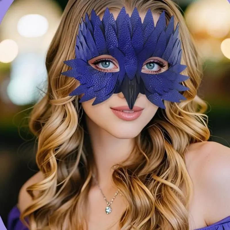 

72XE Маска животного с перьями Маска совы Маскарадная маска Клюв Перо Половина лица Маска Хэллоуин Косплей Костюм для женщин