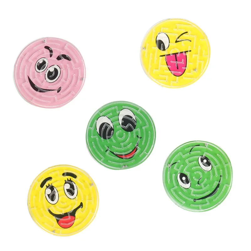 12Pcs Colorful Round Smiling Face Beads Maze Toy Boys Girls Birthday Party Favors Baby Shower Halloween Gifts Pinata Fillers