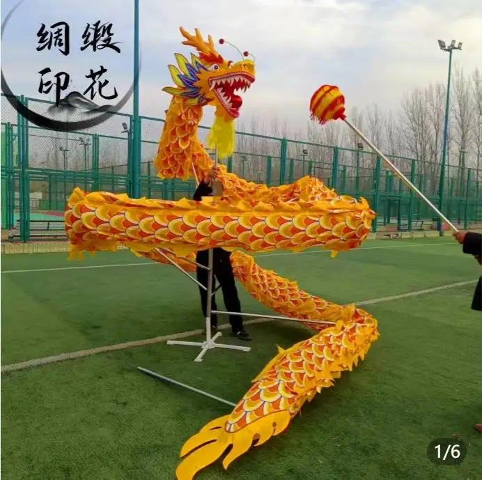 Sale 10m Golden dragon dance Adult Costume 6 Players Show Party Festival Performance Parade Folk Stage