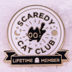 Scaredy Cat Club Lifetime Member Badge Enamel Pin Brooch Jewelry Backpack Decorate