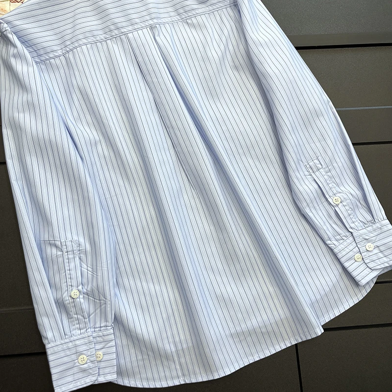Top da donna casual in cotone lungo a righe a contrasto di colore sciolto scimmia dimagrante colletto da pendolare irt per ordini di grandi dimensioni