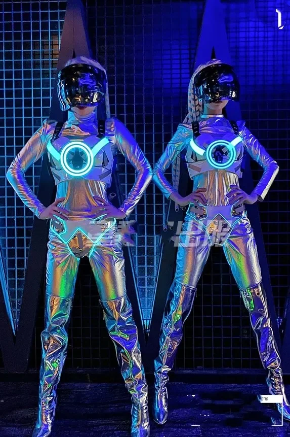 women's reflective luminous headdress suit party Shang Yan costume Space technology gogo costume