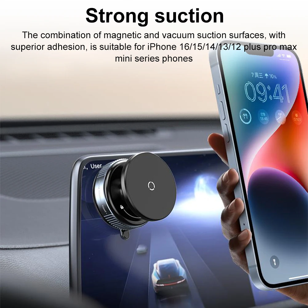 Vacuum Magnetic Car Phone Holder 360° Rotation Universal Suction Cup for iPhone 16 15 14 13 12 Pro Max Samsung Mirror Bath Stand