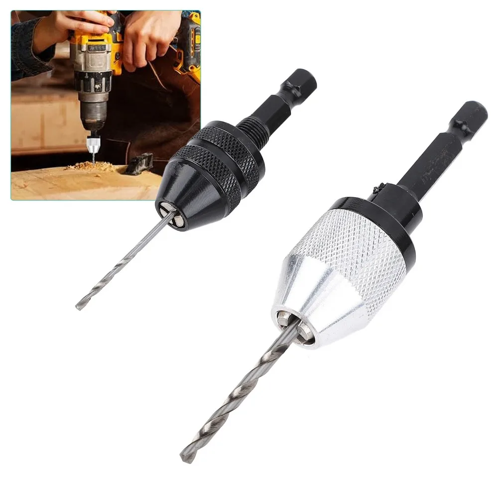 0.3-3.6mm Drill Chuck Adapter Fast Change 0.3-6.5mm Drill Chuck Converter Hex Shank Drill Chuck Heads Electric Rotary Tools