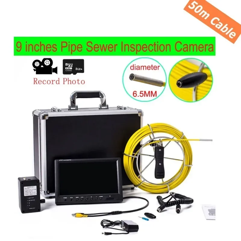 

DHL Free WP90 50M Industrial Pipeline Endoscope 6.5/17/23mm Snake Video Camera 9" LCD Sewer Drain Pipe Inspection Camera System