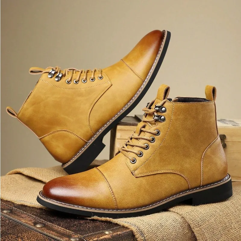 

The New Spring and Autumn 2026 Business Casual Men's Boots Are Fashionable, Trendy and Versatile High-top Men's Leather Boots