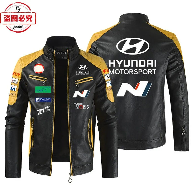 Hyundai N Racing LOGOpu Leather Men's Jacket WRS Rally Hyundai N Team Uniform