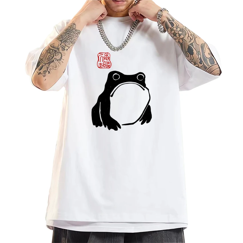 

Vintage Unimpressed Frog harajuku Graphic T Shirt Men Women Fashion Oversized short sleeve T-shirts Unisex 100% Cotton clothing